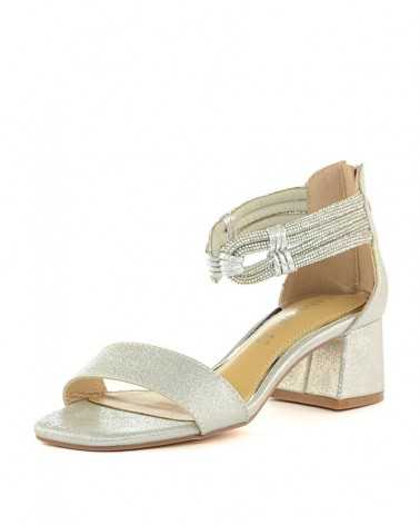 CAFENOIR sandali eleganti con cavigliera in microstrass argento